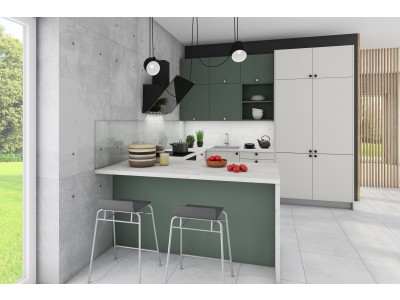 Kuchyňa HOME taupe sivá a zelená verde